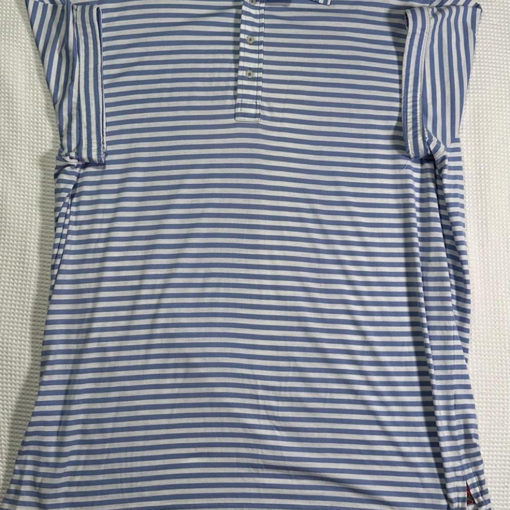 Polo Ralph Lauren Vintage Golf Blue & White Horizontal Striped Polo Shirt XXL